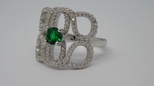 **Dazzling Sterling Silver Green Stone Sparkly Ring-Size P 1/2** - Picture 3 of 8