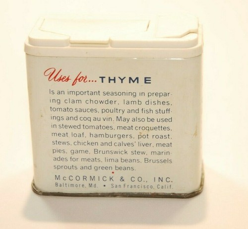 Vintage McCormick Spice Tin - Powdered Thyme - Picture 3 of 4