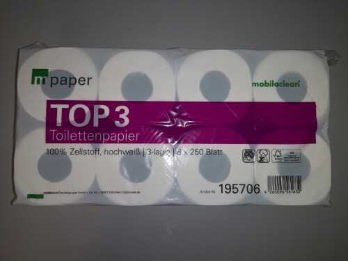  Toilettenpapier, Klopapier, WC-Papier - 3-lagig - weiß - 72 Rollen a 250Blatt