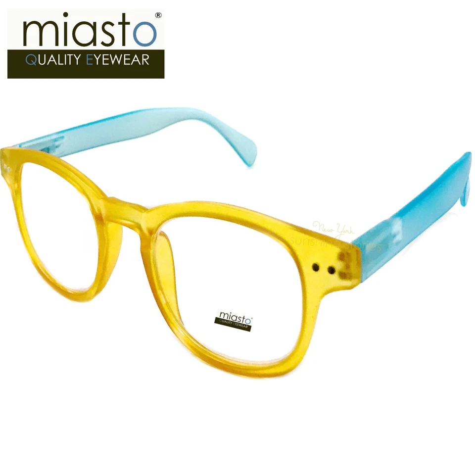 MIASTO "CIAO" PREPPY REDONDO/CUADRADO OJO DE CERRADURA GAFAS DE LECTURA + 2,00 AMARILLO AZUL HIELO Foto 2 de 3