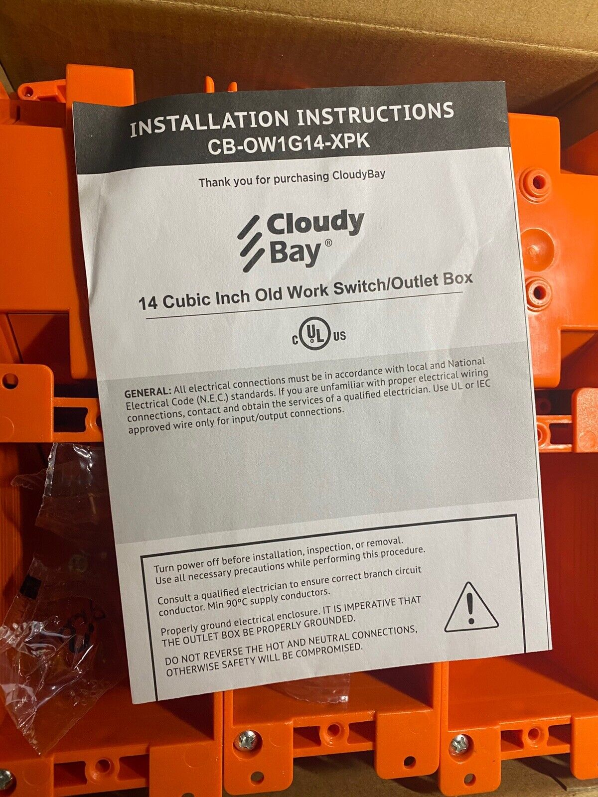 6 Pack CLOUDY BAY Single Gang Electrical Outlet Box14 Cubic Inch Junction Box