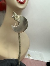 Earrings Sterling Silver 925 Crescent Moon Shape Polished