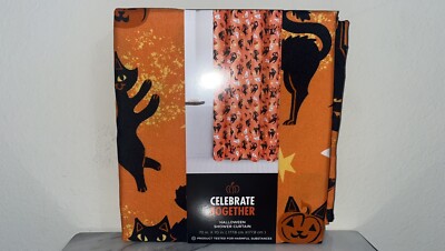 Celebrate Halloween Together Cat Ghost Pumpkin Bat Shower Curtain 70x70 NIP