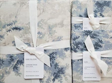 POTTERY BARN Jardin Toile KING Duvet & 3 EURO Shams NEW ~ BLUE
