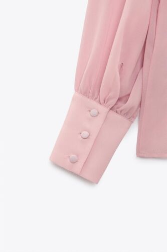 BNWT ZARA SEMI-SHEER SHIRT WITH PATCH POCKETS DUSKY PINK REF: 2157/240/620 SMALL - Picture 6 of 12