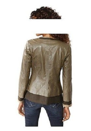 Linea Tesini Leather Jacket 36 40 46 Leather Taupe Brown Jacket NEW