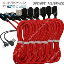 90 Degree Right Angle USB C Fast Charger Cable Lot TypeC For Samsung Android