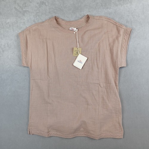 Neu mit Etikett Faherty Gaze T-Shirt Damen XS Bio Dream Baumwolle Nougat Pink Relaxed