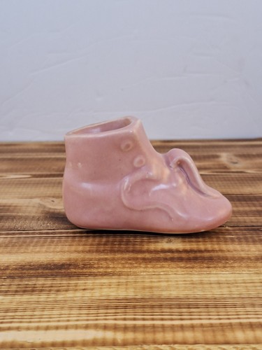 Vtg Pottery Small Pink Baby Shoe Bootie Planter Vase 4" X 2.5" - Picture 2 of 9