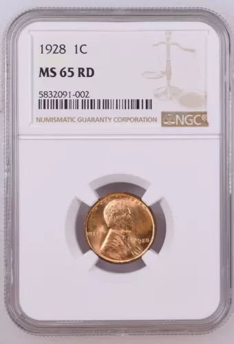 1928 NGC MS65RD Lincoln cent