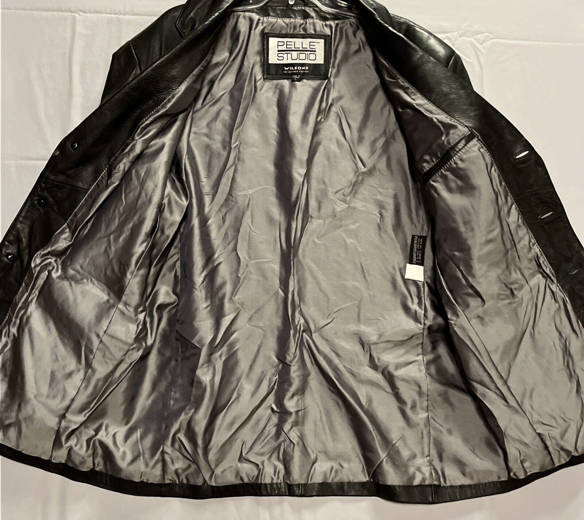 WILSONS Leather PELLE STUDIO Womens Jacket 3 Button Black WILSONS Leather PELLE STUDIO Womens Jacket 3 Button Black