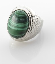 Fashion silver 925 plated ring set Malachite gemstone size 7.5  Gift  Jewelry