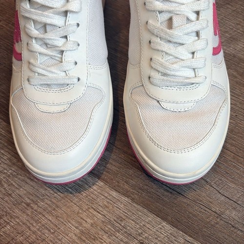 Michael Kors Gertie Sneakers Women's 7M White/Pink Canvas and Leather Shoes - Picture 3 of 9
