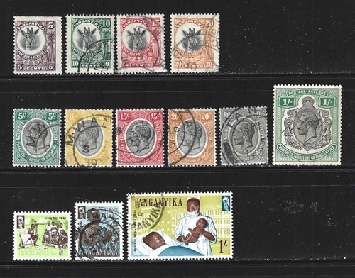 TANGANYIKA – 1922-1961 – COLLECTION OF 13 DIFFERENT STAMPS – USED