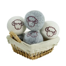 All Natural Organic Wool Dryer Balls Fabric Softner Reusable Large Ball, 6 Pack