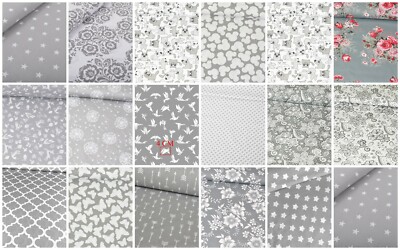 Baumwollstoffe Baumwolle Kinderstoffe Patchworkstoffe Meterware Grau