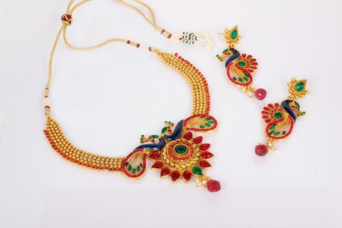 Pendientes collar de perlas Kundan chapado en oro indio Bollywood para mujer joyería de boda - Imagen 6 de 8