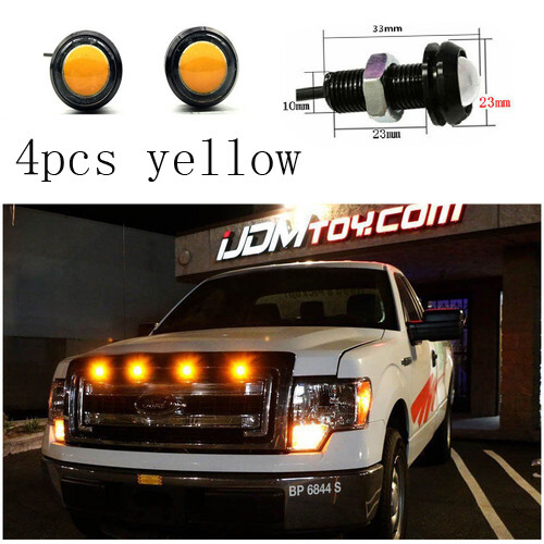 Motorcycle Chopper Bobber Turn Signal Lights Small Amber LED Black DOME 4XYellow - Picture 2 of 12