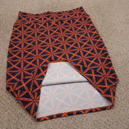 LuLaRoe Cassie Skirt 2XL Knee Length Unlined Pull On Orange Blue Geometric - Picture 7 of 9