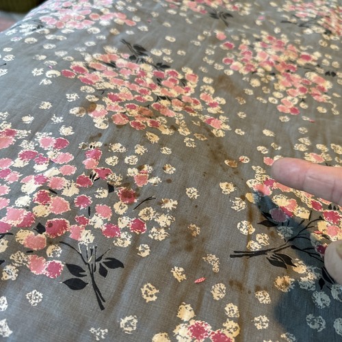 Handmade Coverlet Quilt Blanket Gray Pink Floral Antique Vintage 70x80 Hand Tied - Picture 4 of 6