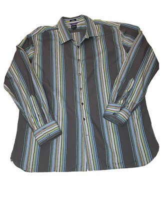 Vtg Gap Fitted Premium Mens Striped Long Sleeve Dress Shirt 2XL 18 18 1/2 