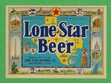 RARE OLD ORIGINAL 1940 IRTP "LONE STAR BEER" BOTTLE LABEL ART SAN ANTONIO TEXAS