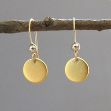 djs Sundance TINY Sterling Silver Gold Plate Disk Sun Disk Earrings Minimalist