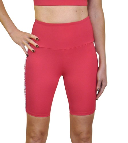Michael Kors Logo Tape Stretch Poly Blend Bike Shorts Carmine Pink XS/S/L Nw $98 - Picture 2 of 3