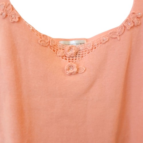 Newport News Peach Cardigan & Tank Set 1X Ramie/Cotton W/ Lace Detail #D-32 - Picture 7 of 8