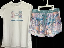 Under Armour Youth Large 14/16 Shorts, XL Top: Purple Blue Outfit Set