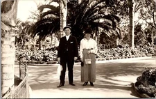 Real Photo Postcard Man Woman at Mission Cliff Gardens Park San Diego California