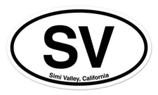 SV Simi Valley California Oval car window bumper sticker decal 5" x 3"