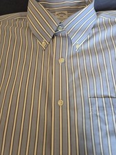 Brooks Brothers 16 32/33 Mens Button Down Long Sleeve Dress Shirt Lt Blue White