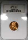 1942-P Lincoln Cent NGC MS67RD RED Old Thick Fatty Holder