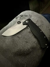 Spyderco LionSpy, Satin ELMAX Plain Blade, Black G-10 / Titanium Handle, NOS