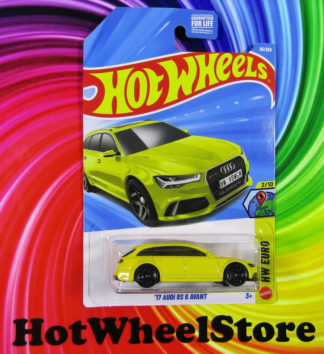 2026 Hot Wheels Yellow '17 AUDI RS 6 AVANT Euro Card #66 HW52