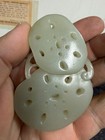 Large Antique/ Vtg. Chinese Jade Carved Lotus Pendant — photo 10