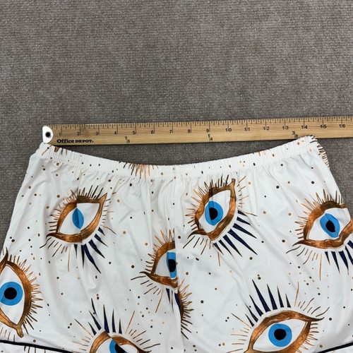 Shein White Eye Print 2 Piece Shirt Shorts Pajama Set Womens Size XL - Picture 5 of 7