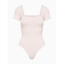 New Aritzia 58 Original Contour Manner Squareneck Bodysuit Small Matte Pearl