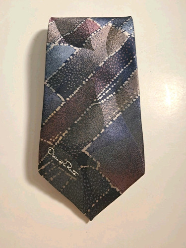 Vtg Oscar De La Renta Studio Abstract Tie Multicolor 80s Made In USA 57" x 3.5" - Picture 1 of 6