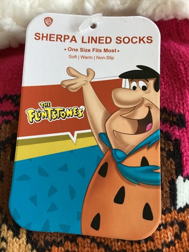 The Flintstones Wilma & Betty Women's Soft Warm Non-Slip Sherpa Lined Socks New - Picture 5 of 7