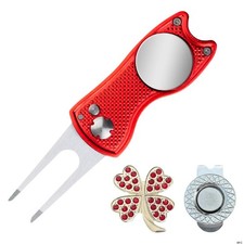 Green fork clip marker set in red clover 3 pieces golf goods stylish cute cool