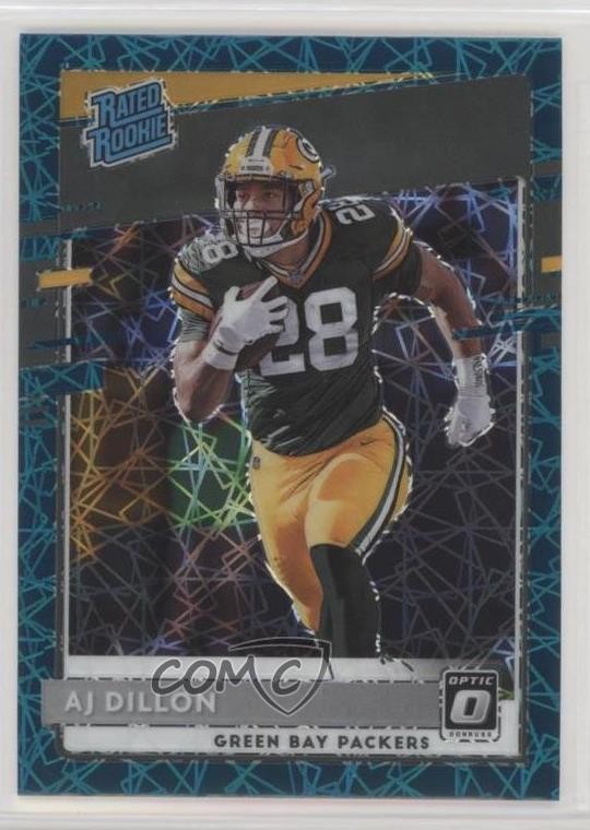 2020 Panini Donruss Optic Rated Rookies Teal Velocity Prizm AJ Dillon #174 0nr3