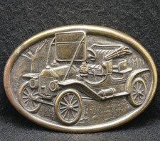 WK23113 AMAZING VINTAGE 1970s FORD MODEL T ARTWORK BRASS MENS BELT BUCKLE