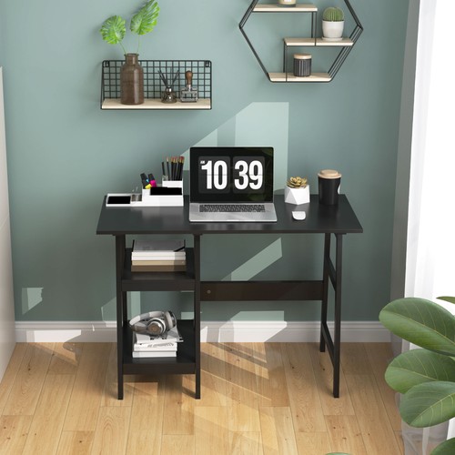 HOMCOM Computer Writing Desk w/ Shelf PC Workstation for Home Office Black - Picture 10 of 11