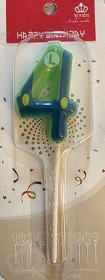Sambor Candles Number 4 Birthday Candle Blue Green
