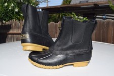 L.L. Bean Women's 8" Bean Boots Size 9M Black Leather Duck Boots MADE IN USA