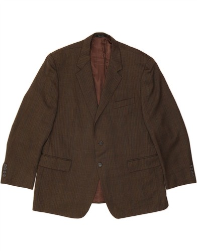 IZOD Mens Slim Fit 2 Button Blazer Jacket UK 46 3XL Brown Herringbone BI10