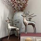 Tarnished Silver Christmas Reindeer Deer Stag Taper Candle Holder 7 7/8" Tall