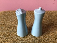 RETRO VINTAGE SKY BLUE POOLE POTTERY SALT & PEPPER SHAKERS